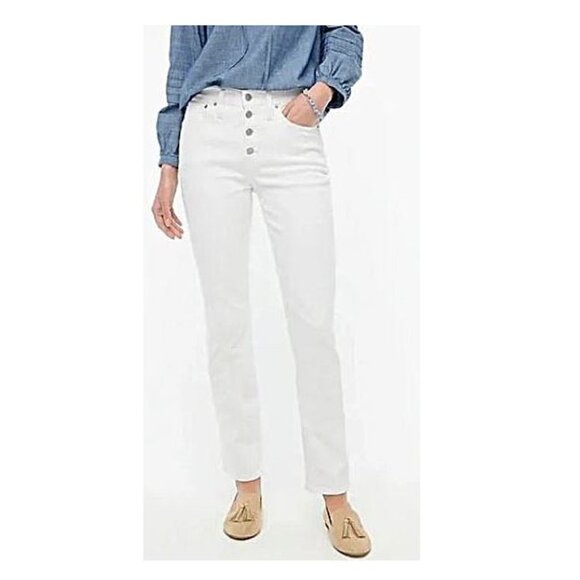 NWT!!! J.Crew Factory - Essential straight high rise button fly white jeans - Picture 4 of 13